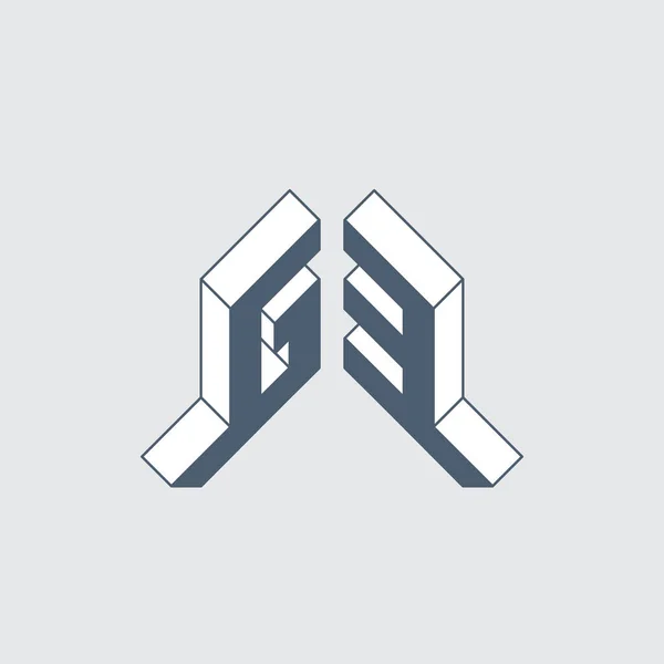 Monograma Logotipo Isomtric Fuente Para Diseño Letras Tridimensionales Futuristas — Vector de stock
