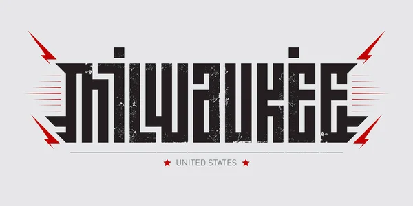Milwaukee Letters Teken Wit Vector Illustratie — Stockvector