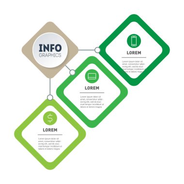 Yeşil İş veya bilgi grafikleri konsepti sunumu üç sekizgen içerir. Teknoloji ya da ekolojik eğitim sürecinin 3 seçenekli bir şablonu. Bölümlendirilmiş Yıllık Rapor.