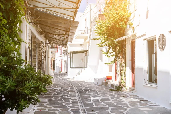 Calle estrecha con casas blancas, Grecia —  Fotos de Stock
