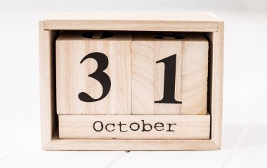 Otuz-ilk Aralık gösterir ahşap takvim