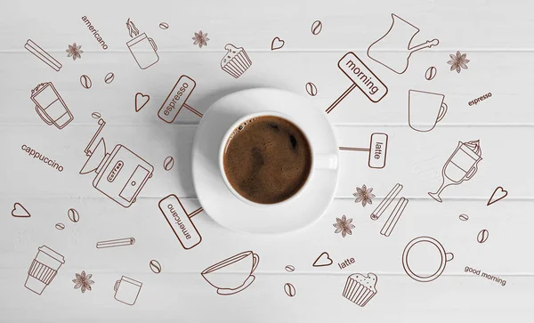 Eine weiße Tasse aufgebrühten Kaffee — Stockfoto