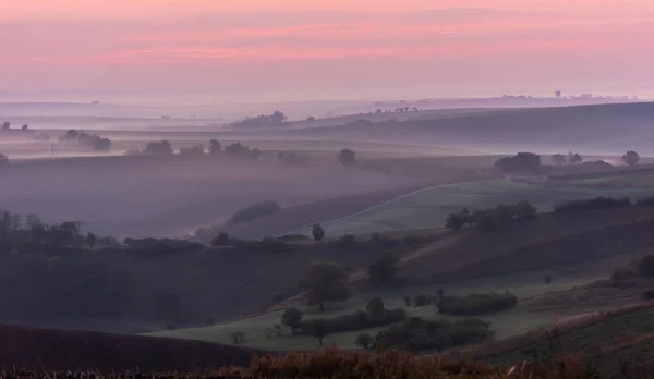 Vue du matin sur un paysage morave spacieux — Photo