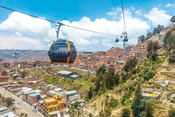 Vista aérea del funicular en La Paz, Bolivia — Foto de Stock