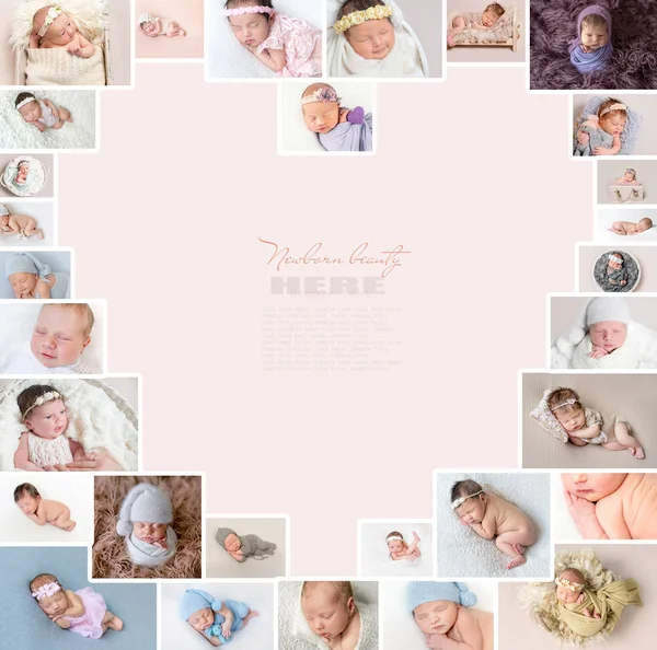 Herzförmige Collage neugeborener Kinder — Stockfoto