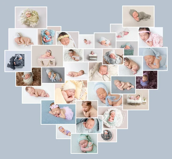 生まれたばかりの赤ちゃんの写真のコラージュ — ストック写真