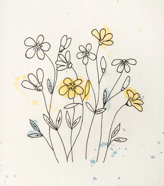 Sylwetka kwiatów z kroplami — Zdjęcie stockowe