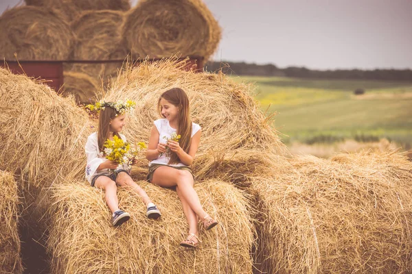 Dos chicas en un campo —  Fotos de Stock