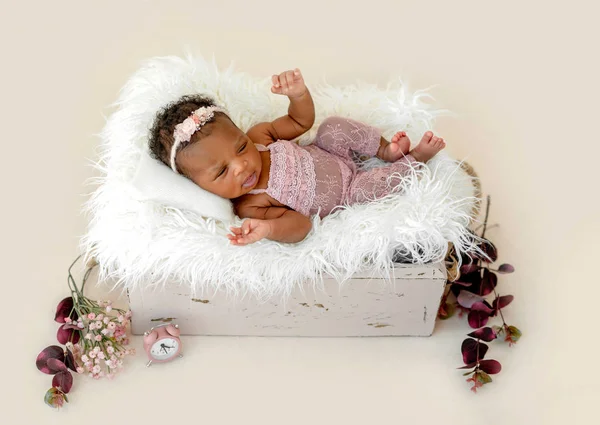 Newborn baby in cradle — Stock Photo, Image