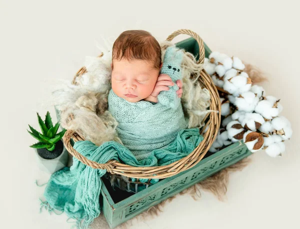 Nyfödda pojke insvept i en filt — Stockfoto
