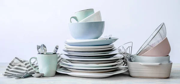 Pohled shora na čisté nádobí — Stock fotografie