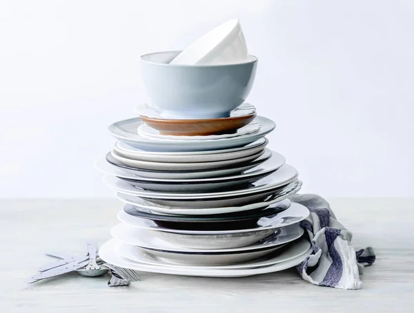 Stack of different plates — Stock Photo, Image