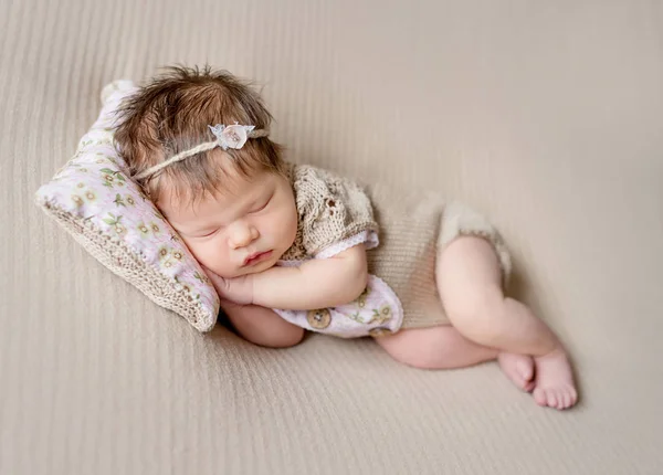 Newborn Covered With Blanket Asleep Sweet Stock Photo