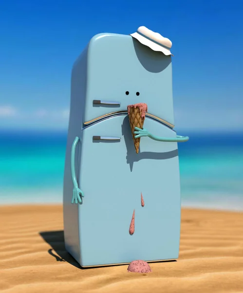 Geladeira Com Sorvete Derretido Refrigerador Dos Desenhos Animados Imagens De Bancos De Imagens Sem Royalties