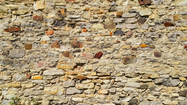 Antigua Pared Con Piedras Adoquines Ladrillos Textura Primer Plano — Foto de Stock