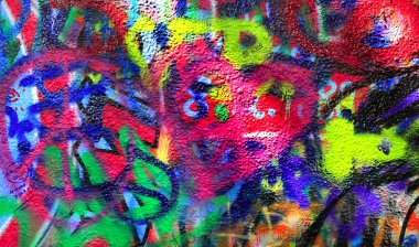 Prag / Çek Cumhuriyeti - 29 Haziran 2018: grafiti Prag, yakın çekim parlak renkli doku ile ünlü John Lennon'ın duvar detay