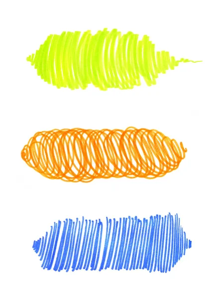 Набор Абстрактных Ярких Красочных Ручных Рисунков Дизайна Изолированных Белом — стоковое фото