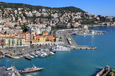 Nice şehir Fransa, Fransız Rivierası'nda Nice bağlantı noktası yukarıda güzel manzara