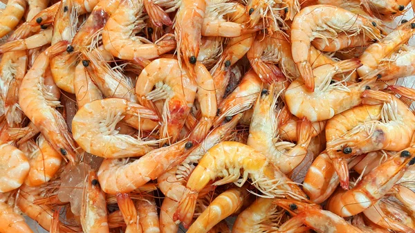 Raw fresh shrimp close-up on the market