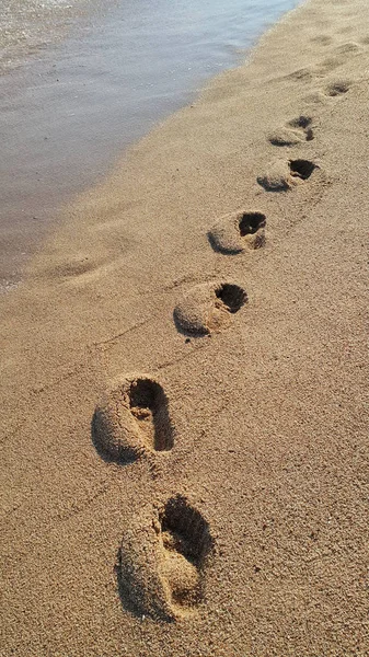 Следы Песчаном Пляже Природный Фон — стоковое фото