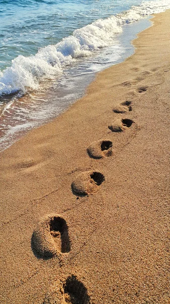 Следы Песчаном Пляже Природный Фон — стоковое фото