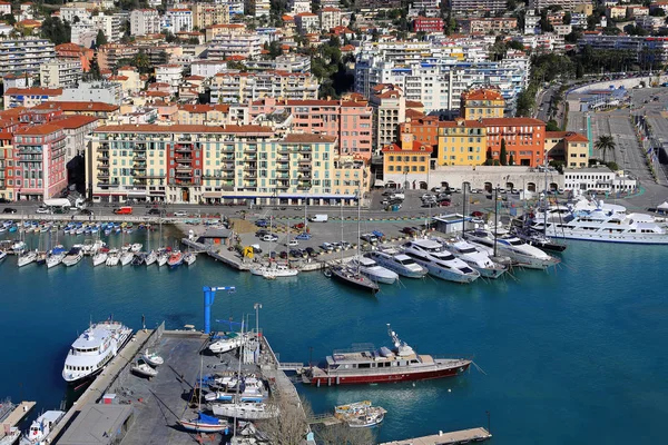 Város Nizzai Franciaországban Gyönyörű Kilátás Fölött Port Nizza Francia Riviéra — Stock Fotó