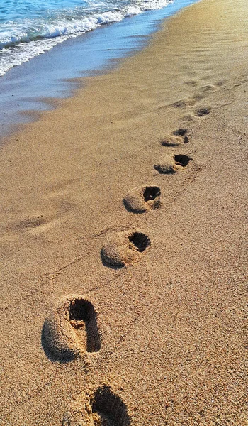 Footprints Sandy Beach Nature Background — Stock Photo, Image