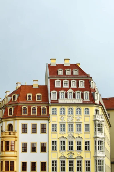 Renkli Parlak Evler Eski Şehir Merkezi Dresden Almanya — Stok fotoğraf