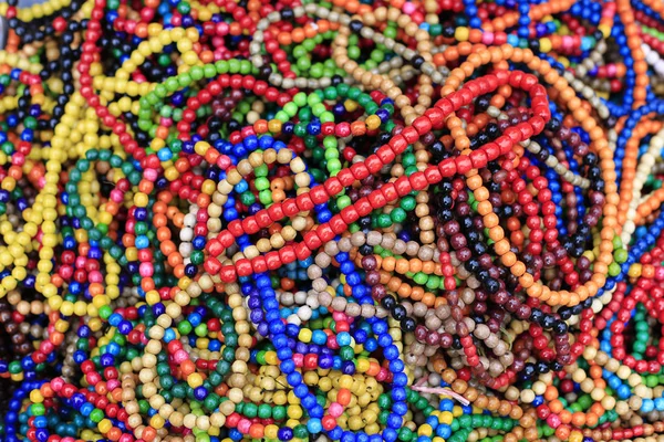 Colorful Bright Handmade Beads Close Background — Stock Photo, Image