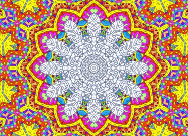 Soyut yarım boyalı anahat konsantrik desen