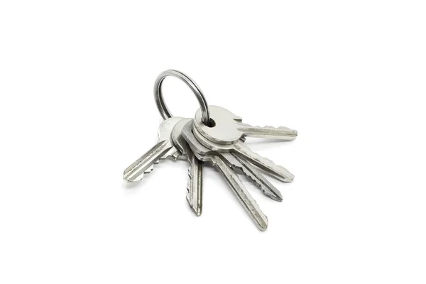 Silver Keys Ring Isolated White Background — Stock Photo, Image