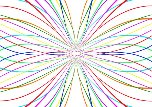 白地に明るい色の抽象的なカラフルな線パターン — ストック写真