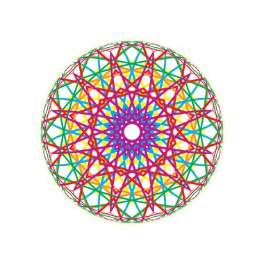 Renkli satırlarından ve beyaz zemin üzerine konsantrik desen soyut küre