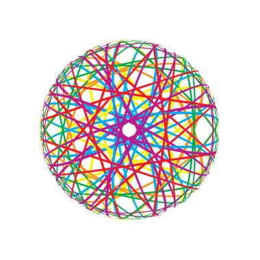 Beyaz arka plan üzerinde renkli satırlarından soyut küre