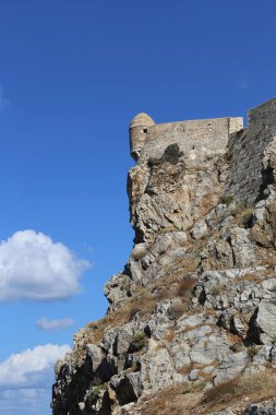 Venedik Kalesi Fortezza Rethymno Crete island, Yunanistan Cretan Denizi'nin kıyısında