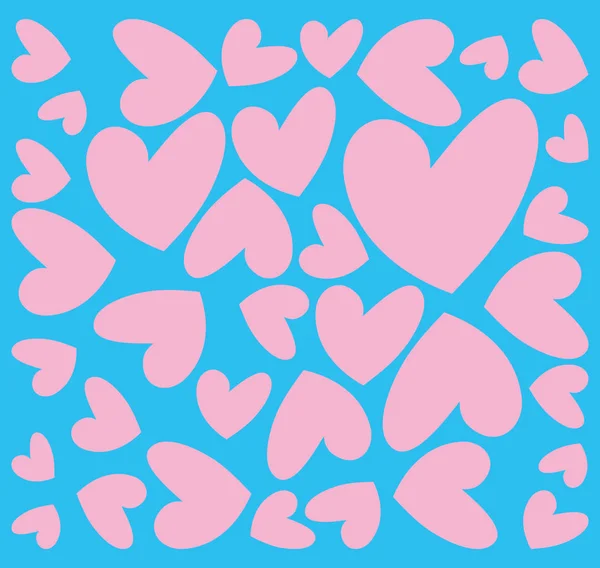 Абстрактный Рисунок Розовых Сердец Голубом Фоне — стоковый вектор