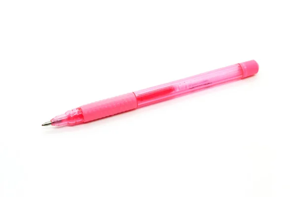 Penna gel rosa brillante su sfondo bianco — Foto Stock