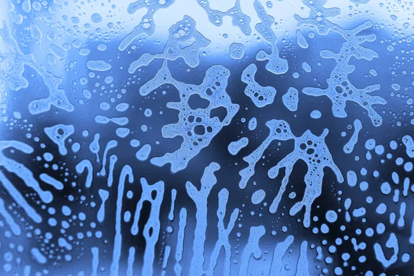 Soap foam pattern on glass, natural texture — Stock Photo, Image
