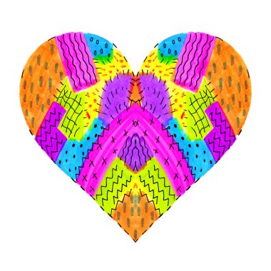 Soyut desenli parlak renkli kalp
