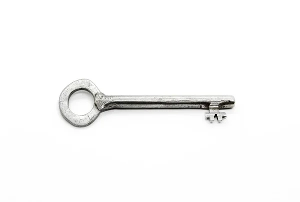 Vintage silver key solated on white background — Stock Photo, Image