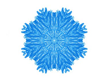 Beyaz bir kar tanesi gibi soyut mavi şekil