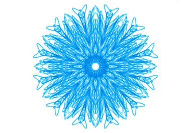 Beyaz bir kar tanesi gibi soyut mavi şekil