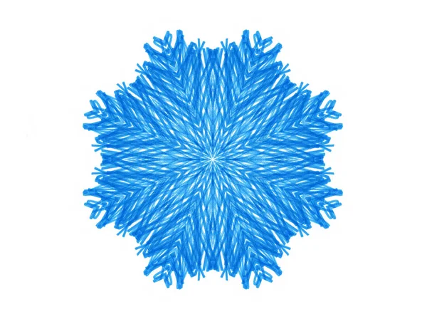 Abstrakte blaue Form wie eine Schneeflocke auf weißem Grund — Stockfoto