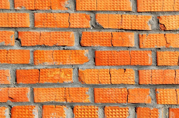 Cracked Red Brick Wall Texture Architectural Background — Stock Photo, Image