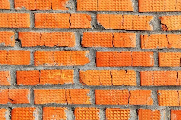 Textura Pared Ladrillo Rojo Agrietado Fondo Arquitectónico — Foto de Stock