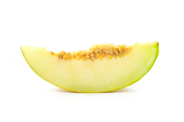 Morceau Melon Mûr Avec Graines Gros Plan Isolé Sur Fond — Photo