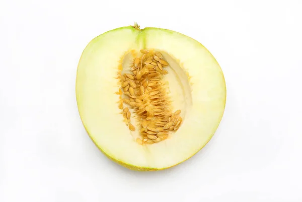 Cut Melon Seeds Close Isolated White Background — Stock Photo, Image