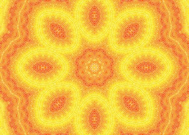 Tasarım için eşmerkezli mozaik desenli, parlak sarı ve turuncu arkaplan