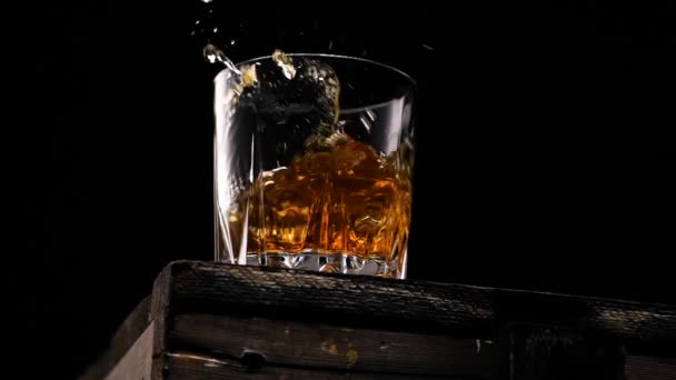 Złota whisky z lodem — Wideo stockowe