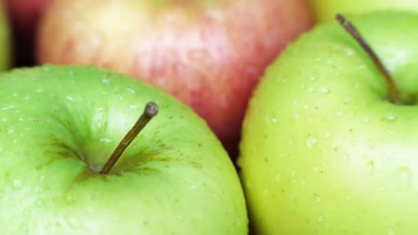 Bando de maçãs molhadas frescas — Vídeo de Stock